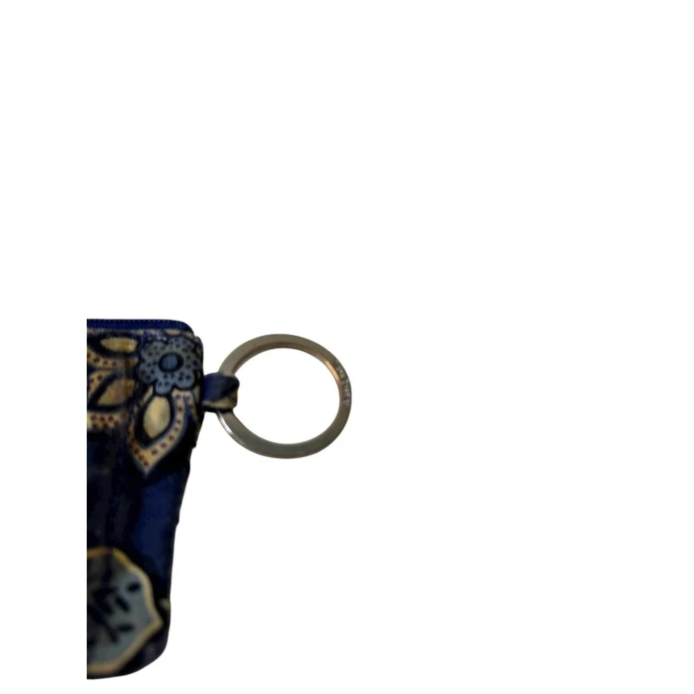 Vera Bradley Blue Tropics ID Card Holder Coin Pouch Keychain Zippered Wallet‎
